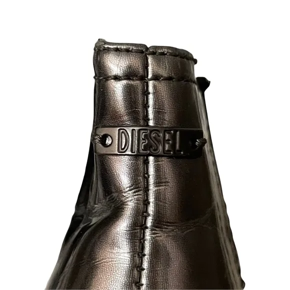 Diesel Black Leather Chelsea Ankle Boots US 6 Drinky Party Kitten Heel Metallic