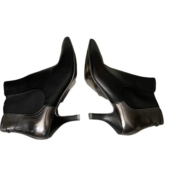 Diesel Black Leather Chelsea Ankle Boots US 6 Drinky Party Kitten Heel Metallic