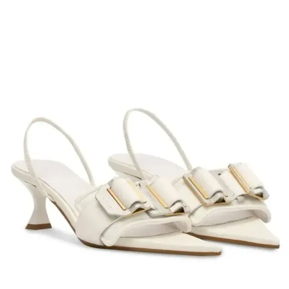 Dion Lee White Kitten Heel with buckle details