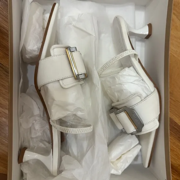 Dion Lee White Kitten Heel with buckle details