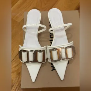 Dion Lee White Kitten Heel with buckle details