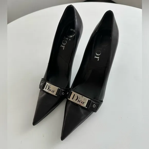 Dior bondage buckle Black kitten heels