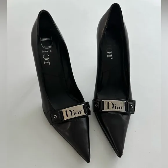 Dior bondage buckle Black kitten heels