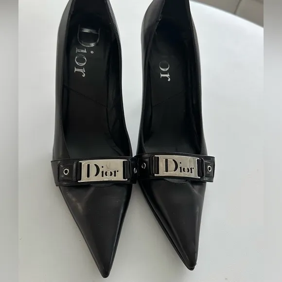 Dior bondage buckle Black kitten heels