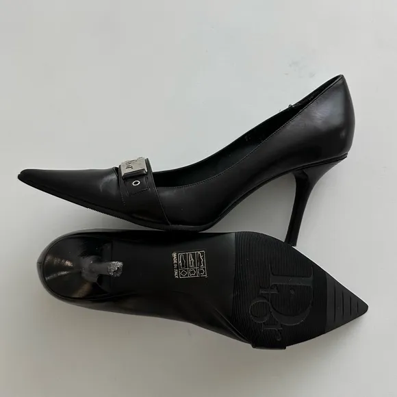 Dior bondage buckle Black kitten heels