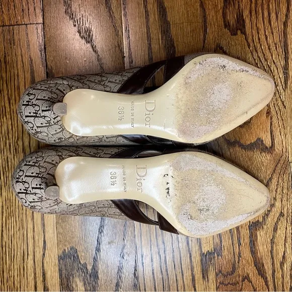 Dior Brown and Cream Kitten Heels Vintage