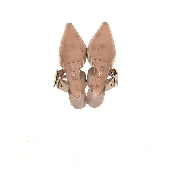 Dior Buckle Heeled Mules in Beige Polyester