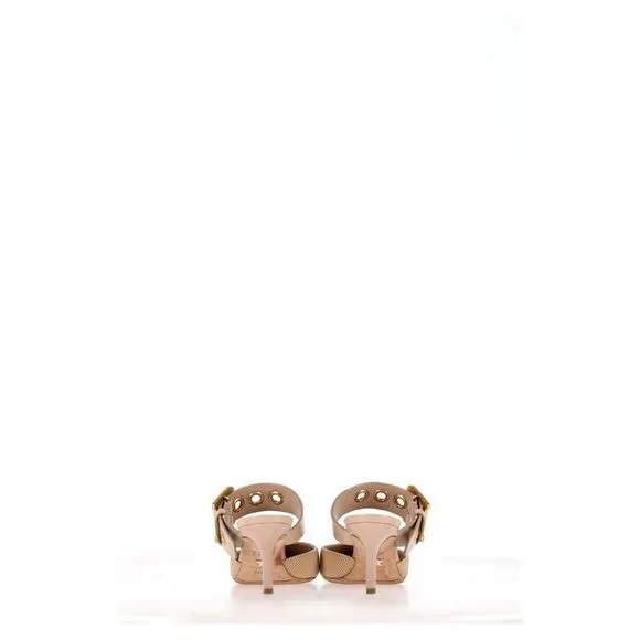 Dior Buckle Heeled Mules in Beige Polyester