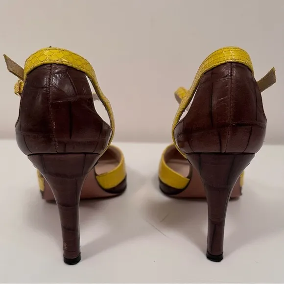 Dior Maryjane High Heels - Brown and Yellow Eu 36.5
