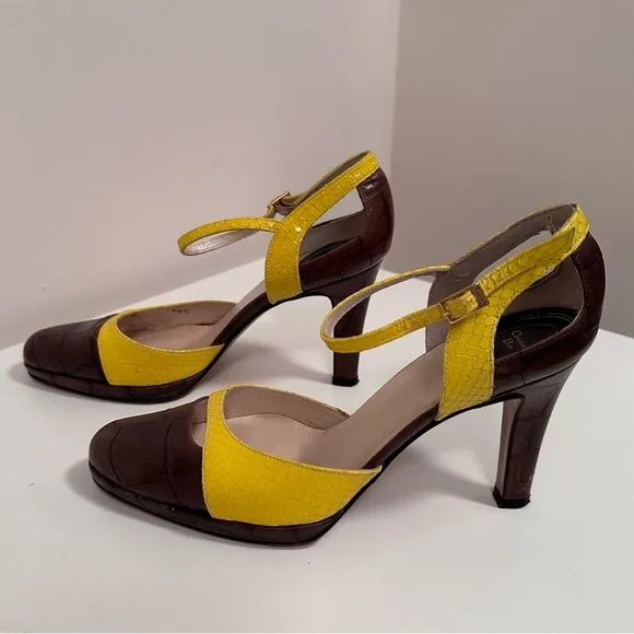 Dior Maryjane High Heels - Brown and Yellow Eu 36.5