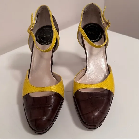 Dior Maryjane High Heels - Brown and Yellow Eu 36.5