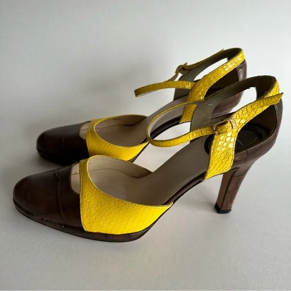 Dior Maryjane High Heels - Brown and Yellow Eu 36.5