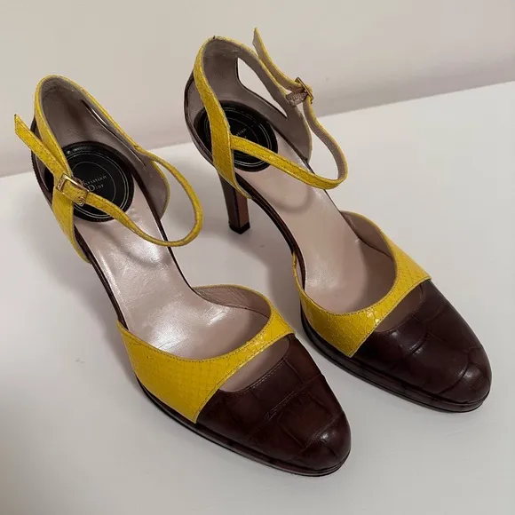 Dior Maryjane High Heels - Brown and Yellow Eu 36.5