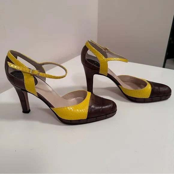 Dior Maryjane High Heels - Brown and Yellow Eu 36.5