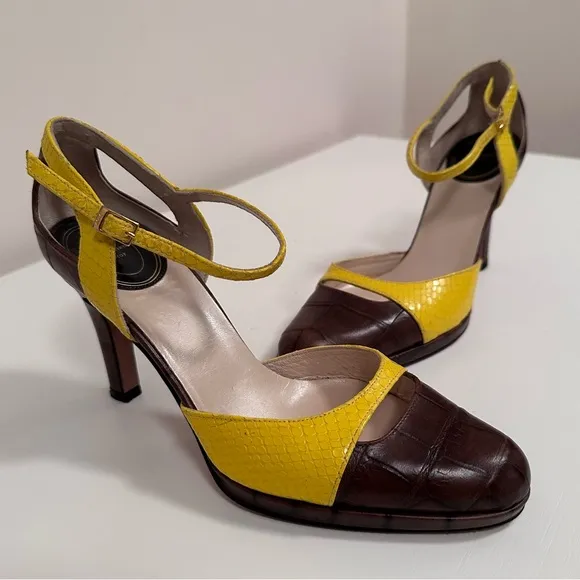 Dior Maryjane High Heels - Brown and Yellow Eu 36.5