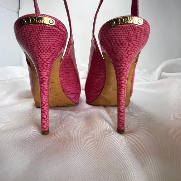 Dior Miss Dior Patent Leather Slingback Pumps in Fuschia Size IT 41 US 11