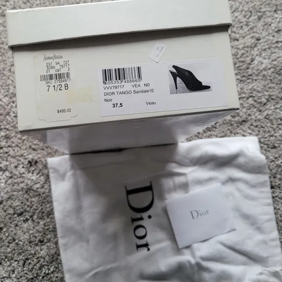 DIOR TANGO Elegant Black Suede Slingback  Women's Heels Sandals