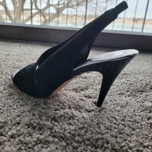 DIOR TANGO Elegant Black Suede Slingback  Women's Heels Sandals