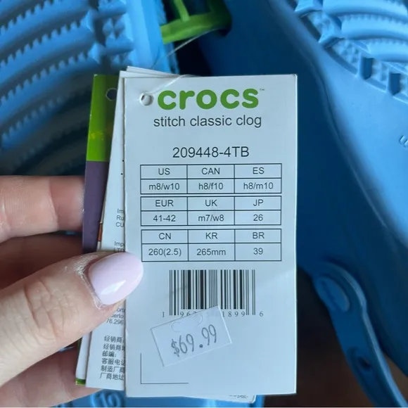 Disney Stitch Classic Clogs NEW with tags Blue Womens 10 Men’s 8 Crocs