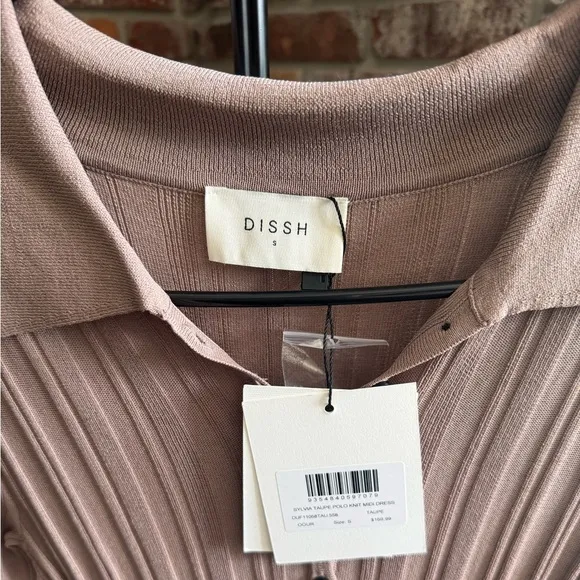 Dissh SYLVIA TAUPE POLO KNIT MIDI DRESS