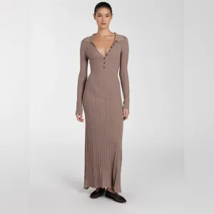 Dissh SYLVIA TAUPE POLO KNIT MIDI DRESS