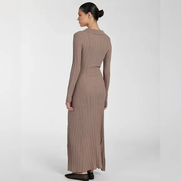Dissh SYLVIA TAUPE POLO KNIT MIDI DRESS