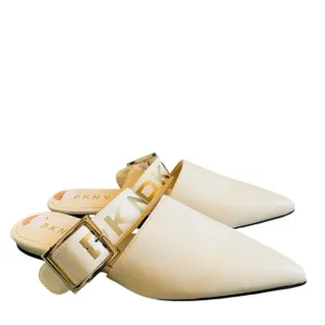 DKNY Cream Pointed Toe Strappy Mules