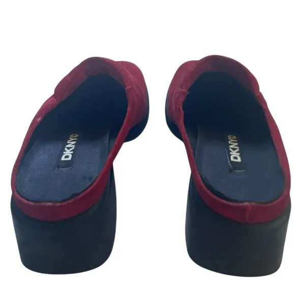 DKNY Red Suede Soft Leather Slip On Clogs Womens Size 6.5M