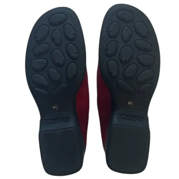 DKNY Red Suede Soft Leather Slip On Clogs Womens Size 6.5M