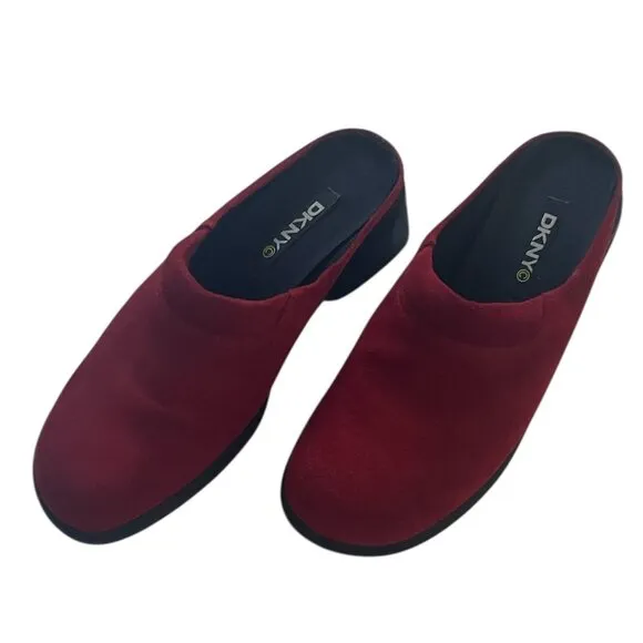 DKNY Red Suede Soft Leather Slip On Clogs Womens Size 6.5M