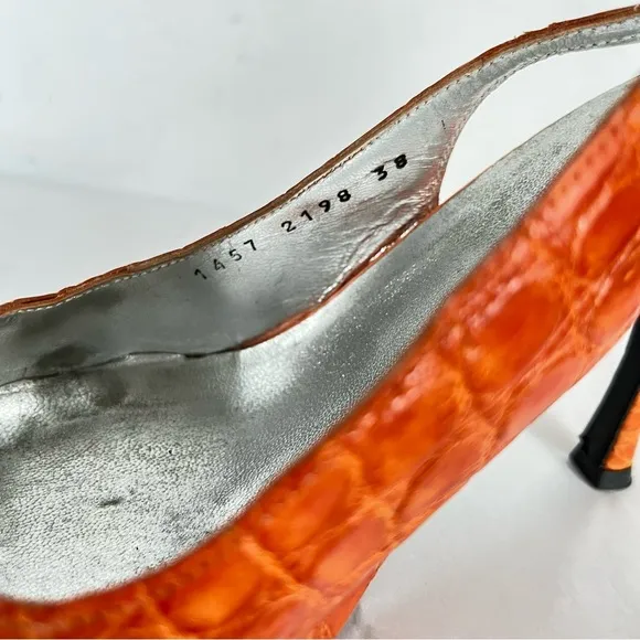 Dolce &amp; Gabbana orange crocodile print heels 38