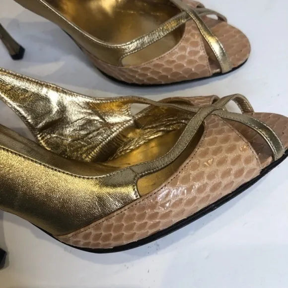 Dolce &amp; Gabbana real snake slingback pumps 38