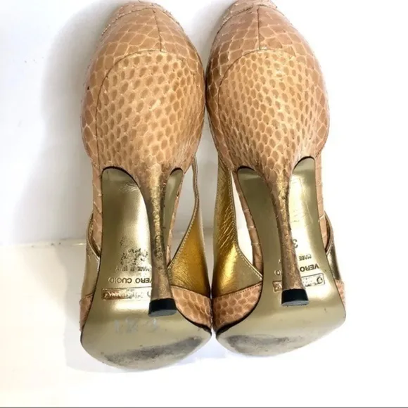 Dolce &amp; Gabbana real snake slingback pumps 38
