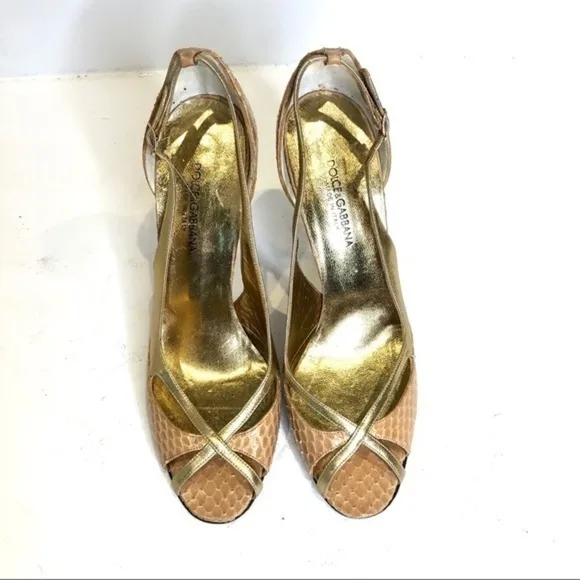 Dolce &amp; Gabbana real snake slingback pumps 38
