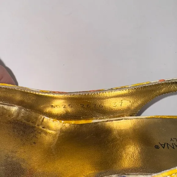 Dolce &amp; Gabbana Snakeskin Multi Colored Slingback Heels - size 37