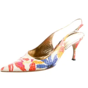 Dolce &amp; Gabbana Snakeskin Multi Colored Slingback Heels - size 37
