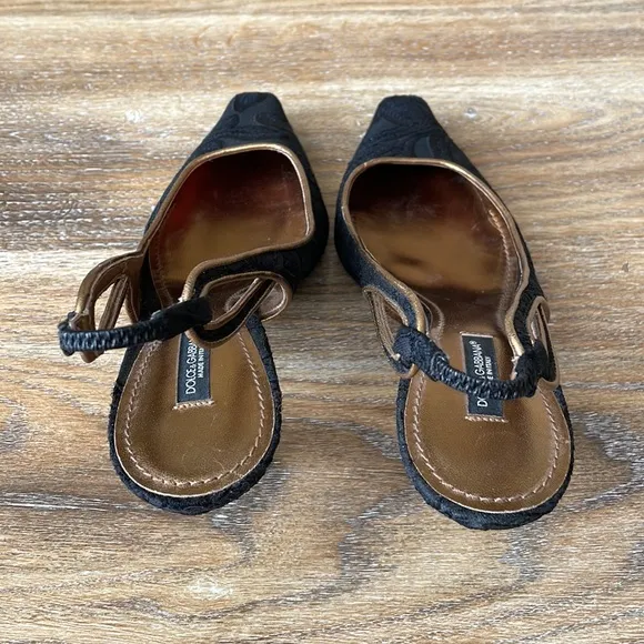 Dolce &amp; Gabbana Vintage Lace Slingback Heels