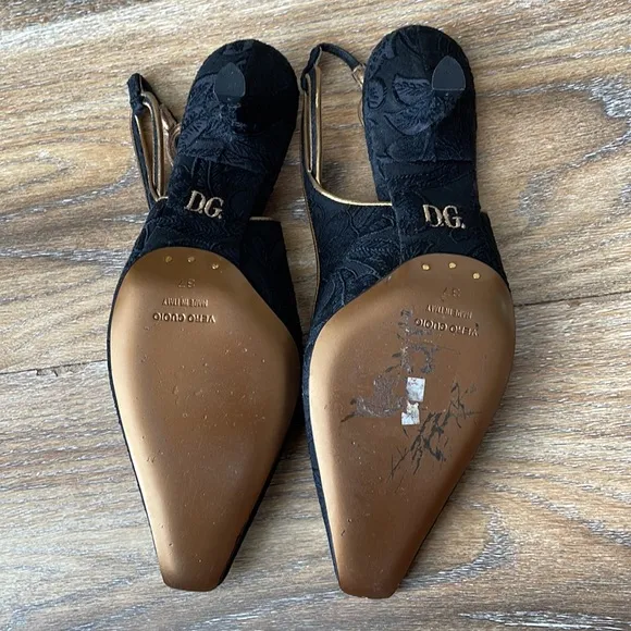 Dolce &amp; Gabbana Vintage Lace Slingback Heels