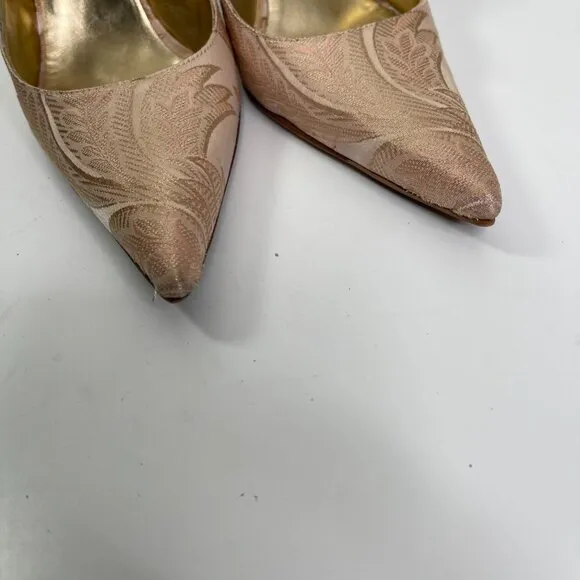 Dolce &amp; Gabbana Women's Gold Lace Slingback Point Toe Heels Size US 9.5 EUR 39.5