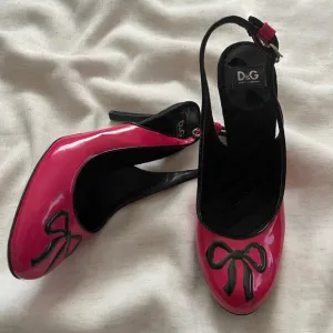 Dolce and Gabbana Y2K Pink Bow Slingback Heels