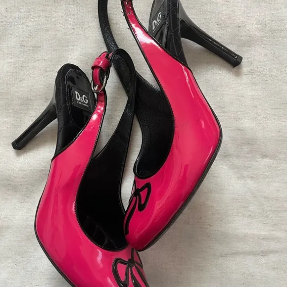 Dolce and Gabbana Y2K Pink Bow Slingback Heels