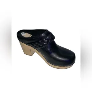 Dolce Vita Hila Leather Suede Block Mule Upper Braided Heel Clogs Women 9M NWOB