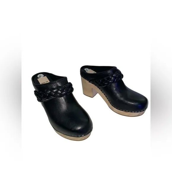Dolce Vita Hila Leather Suede Block Mule Upper Braided Heel Clogs Women 9M NWOB