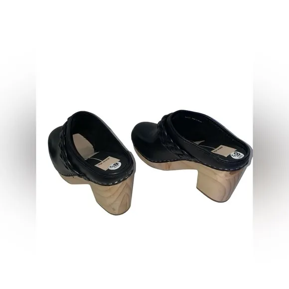 Dolce Vita Hila Leather Suede Block Mule Upper Braided Heel Clogs Women 9M NWOB