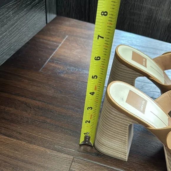 Dolce Vita Landry Tan Mules with Chunky Heel &amp; Gold Hardware, worn once in EUC.