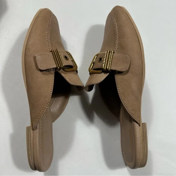 Dolce Vita Santel Mules Womens Sz 6,5 in Taupe Leather Square Toe Slip On  New