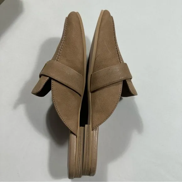 Dolce Vita Santel Mules Womens Sz 6,5 in Taupe Leather Square Toe Slip On  New