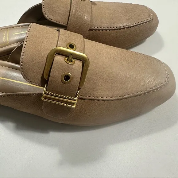 Dolce Vita Santel Mules Womens Sz 6,5 in Taupe Leather Square Toe Slip On  New