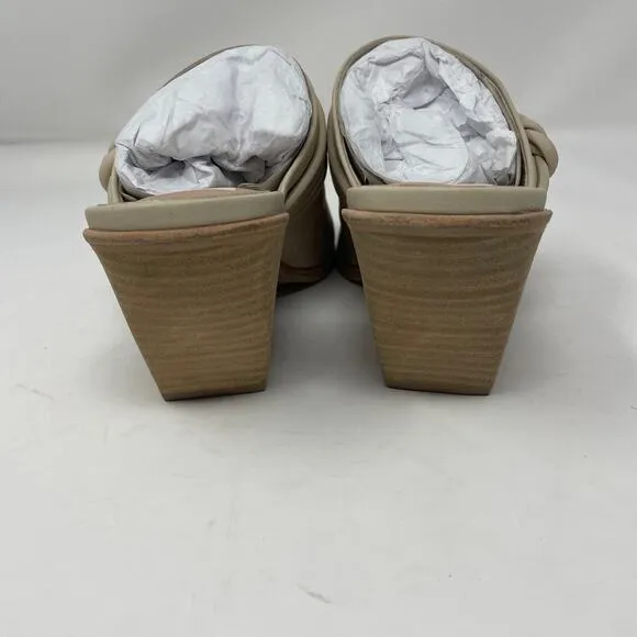 Dolce Vita Sita Mules 7.5 Sand Nubuck Pointed Toe Block Heel Leather Slip On NEW