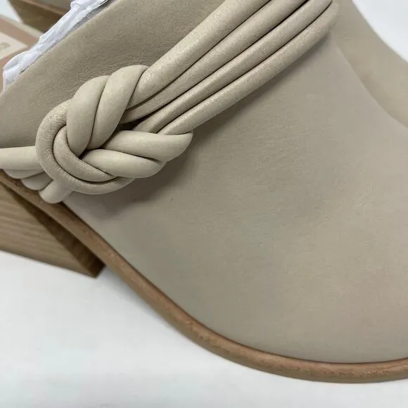 Dolce Vita Sita Mules 7.5 Sand Nubuck Pointed Toe Block Heel Leather Slip On NEW